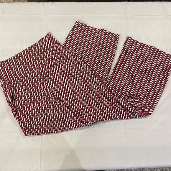 CAbi XS Geometric Wide Leg Crop Pants Red Navy High Rise Boho (flaw) - Picture 2 of 9